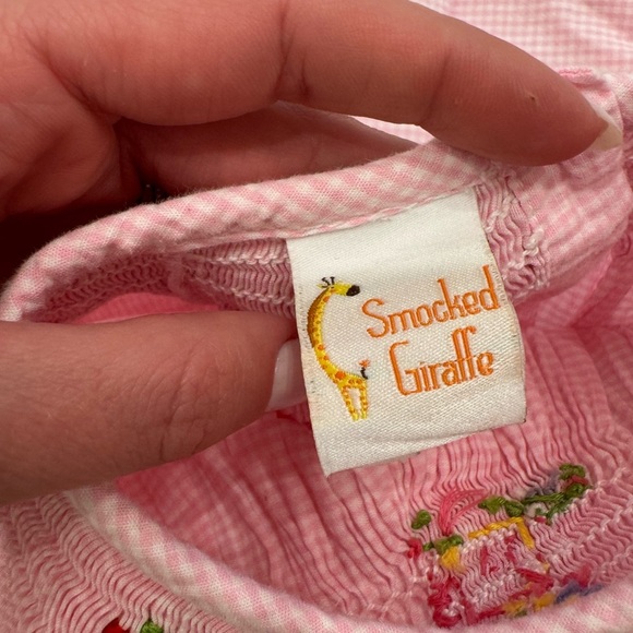 Smocked Giraffe Pink Smocked Dress with Golfer Themed Embroidery - Picture 5 of 6